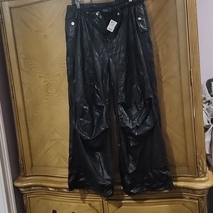 Faux leather parachute pant